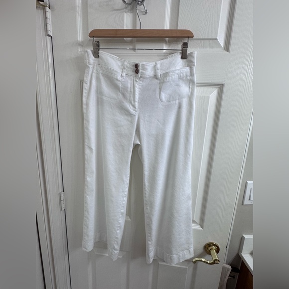 J. Jill Pants - J Jill White Linen Blend Cropped Pants Size S Petite